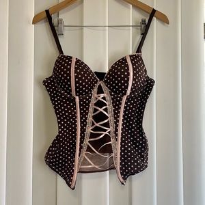 y2k brown & pink polka dot corset